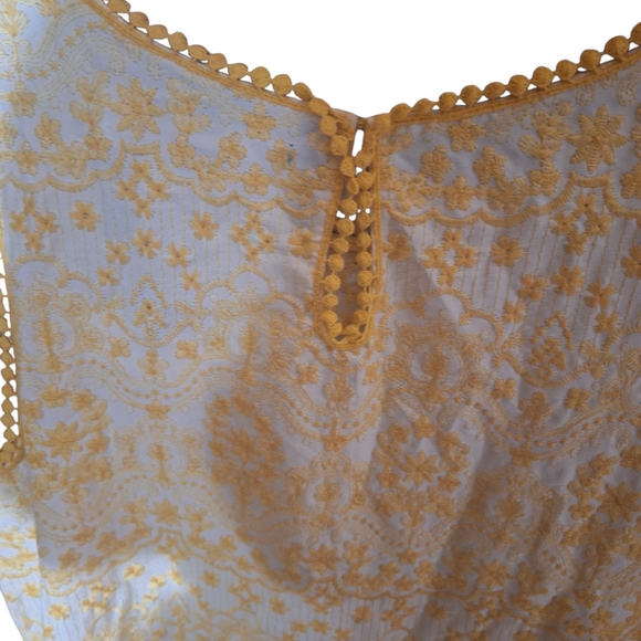 Chelsea and Violet Yellow Lace Sleeveless Dress sz S Boho vintage inspired - Picture 6 of 9